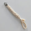 Cream braided pacifier clip
