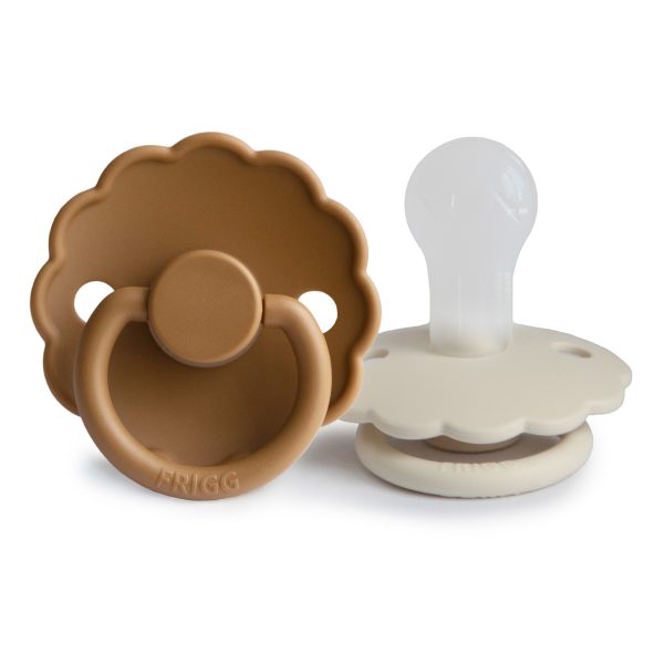 Daisy Silicone Pacifier - Cappuccino/Cream